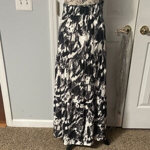 Black & White Tiered Maxi Skirt - Women's